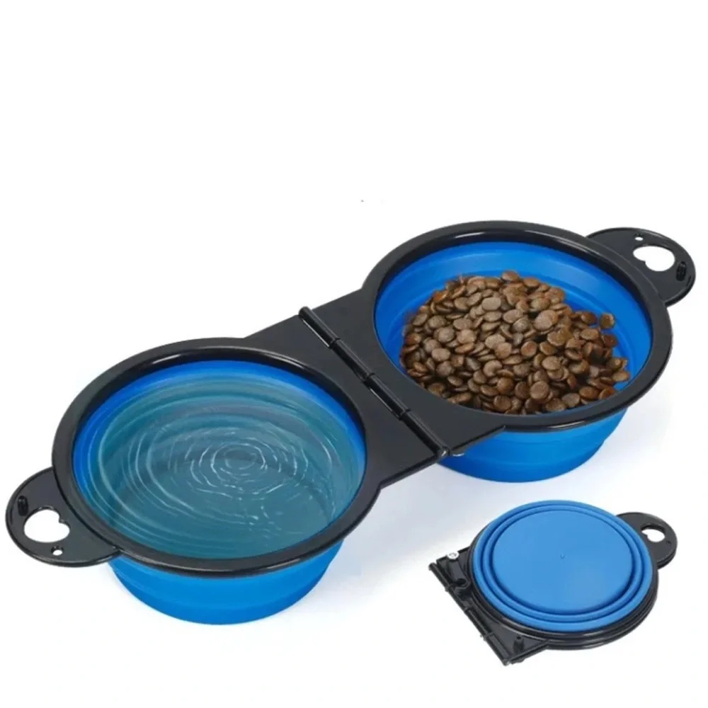 Collapsible Blue Dog Bowl Set